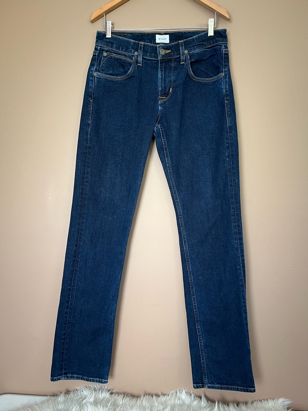 {Hudson} Byron Straight Leg Jeans 5 Pocket Style with Zip Fly in Blue - Mens 30